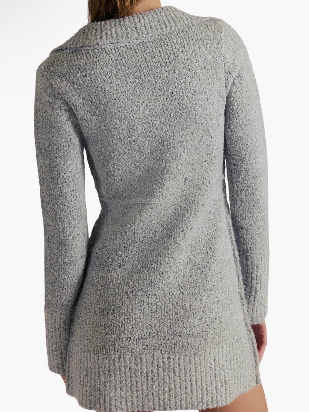 Free People Milena Gray Knit Long Sleeve Mini Dress NWT - Picture 7 of 10
